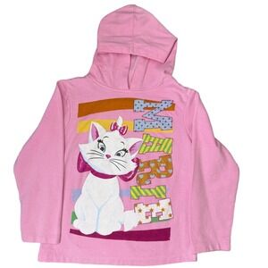 Disney Marie The Aristocats Pink Hoodie Girls Size L‎ 10/12 Glitter Long Sleeve